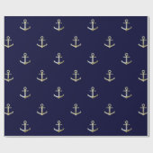 Navy blue nautical anchor cadeaupapier (Vlak)