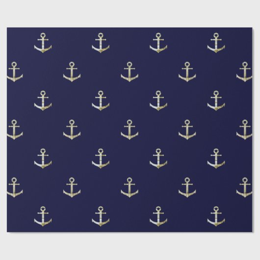 Navy blue nautical anchor cadeaupapier (Vlak)