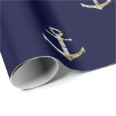 Navy blue nautical anchor cadeaupapier (Rol Hoek)