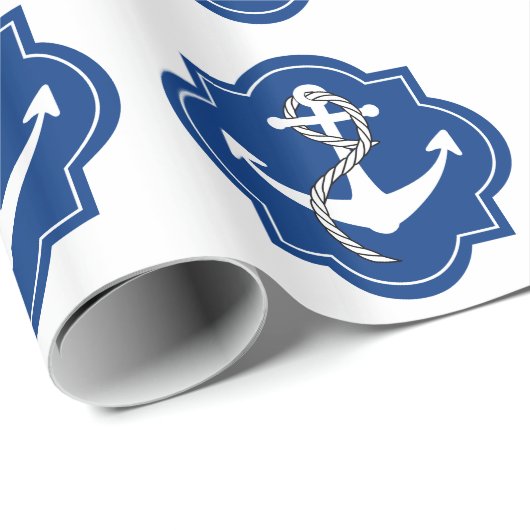 Navy Blue Nautical Anchor Cadeaupapier (Rol Hoek)