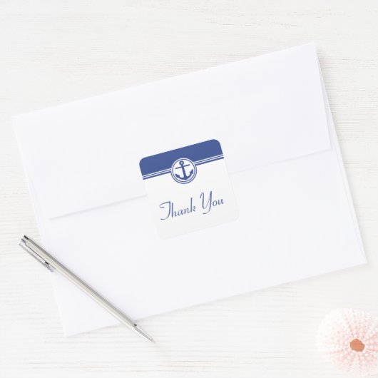 Navy Blue Nautical Anchor Dank u Stickers (Envelop)