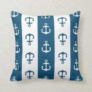 Navy Blue Nautical Anchor Decorative Pillow Kussen