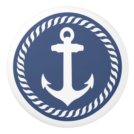 Navy Blue Nautical Anchor Drawer Knob Keramische Knop (Voorkant)