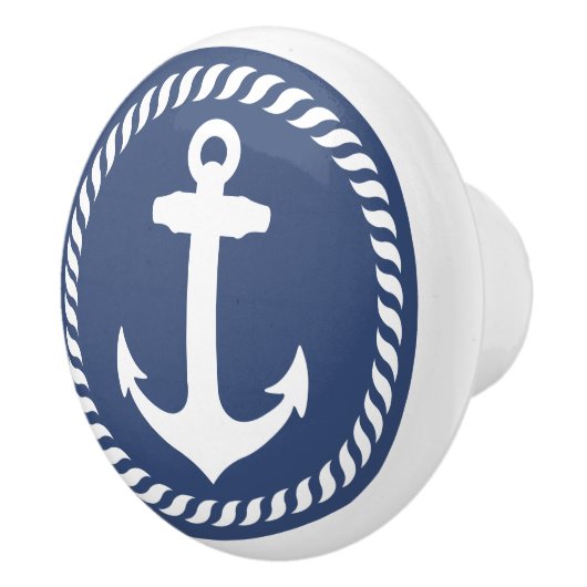 Navy Blue Nautical Anchor Drawer Knob Keramische Knop (Rechts)