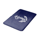 Navy Blue Nautical Anchor Grey Bath Mat (Gekanteld)