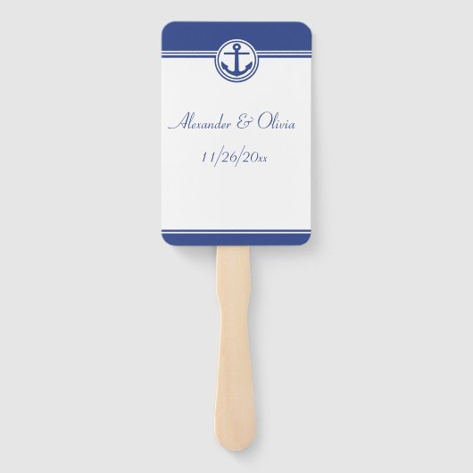 Navy Blue Nautical Anchor Handwaaier (Achterkant)