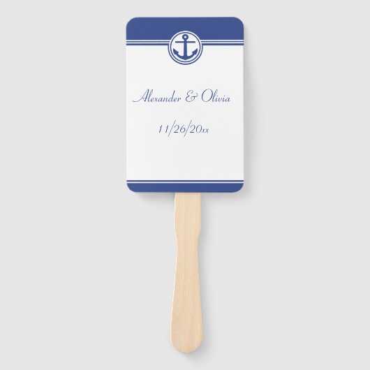 Navy Blue Nautical Anchor Handwaaier (Voorkant)