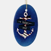 Navy Blue Nautical Anchor Keramisch Ornament (Rechts)