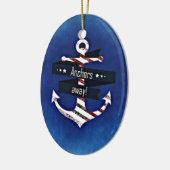 Navy Blue Nautical Anchor Keramisch Ornament (Links)