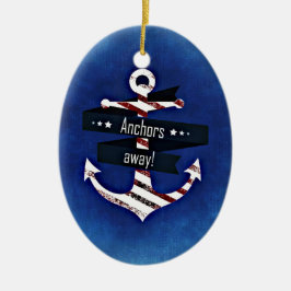 Navy Blue Nautical Anchor Keramisch Ornament