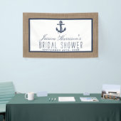Navy Blue Nautical Anchor on Burlap Vrijgezellenfe Spandoek (Beurs)