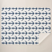Navy blue nautical anchor patroon sherpa dekens (Voorkant (horizontaal))