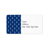 Navy Blue Nautical Anchor Pattern Etiket (Voorkant)