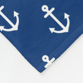 Navy Blue Nautical Anchor Pattern Fleece Deken (Hoek)