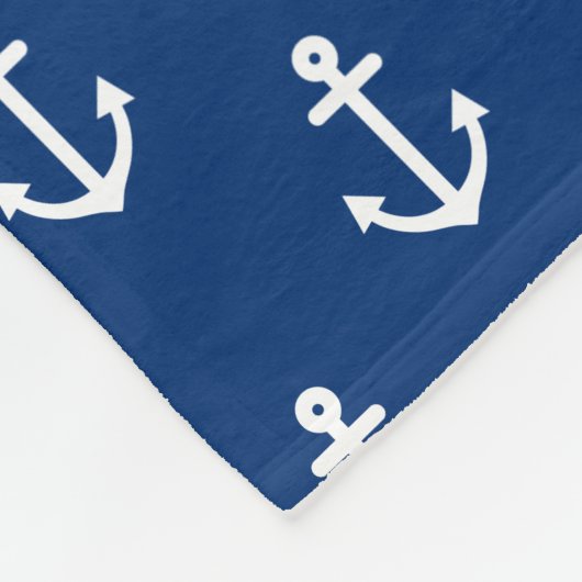 Navy Blue Nautical Anchor Pattern Fleece Deken (Hoek)