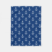 Navy Blue Nautical Anchor Pattern Fleece Deken (Voorkant)