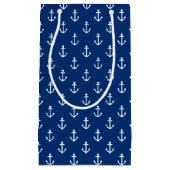 Navy Blue Nautical Anchor Pattern Klein Cadeauzakje (Voorkant)