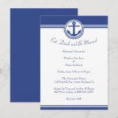 Navy Blue Nautical Anchor Rehearsal Dinner Invite Kaart (Voorkant / Achterkant)