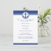 Navy Blue Nautical Anchor Rehearsal Dinner Invite Kaart (Staand voorkant)
