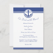 Navy Blue Nautical Anchor Rehearsal Dinner Invite Kaart (Voorkant)