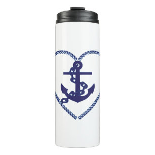 Navy Blue Nautical Anchor Sailor Choice Thermosbeker