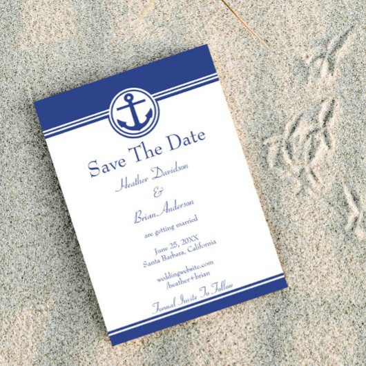 Navy Blue Nautical Anchor Save the Date