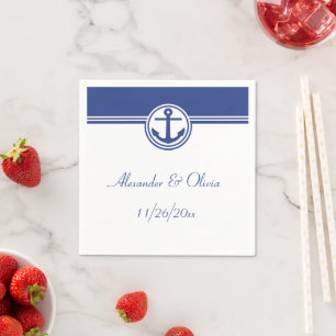 Navy Blue Nautical Anchor Servet