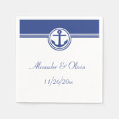 Navy Blue Nautical Anchor Servet (Voorkant)