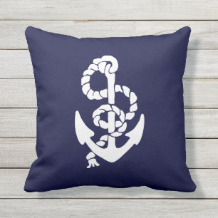 Navy Blue Nautical Anchor Sierkussen buitenshuis