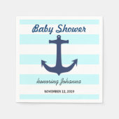 Navy Blue Nautical Anchor Stripes Baby shower Servet (Voorkant)