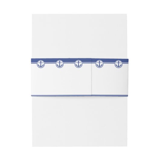 Navy Blue Nautical Anchor Uitnodigingen Wikkel (Achterkant Voorbeeld)