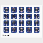 Navy Blue Nautical Anchor Vierkante Sticker (Vel)
