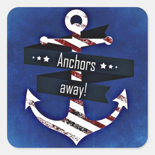 Navy Blue Nautical Anchor Vierkante Sticker (Voorkant)