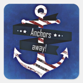 Navy Blue Nautical Anchor Vierkante Sticker