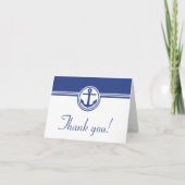 Navy Blue Nautical Anchor Weddenschap Bedankt kaar (Voorkant)