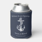 Navy Blue Nautical Anchor Wedding Blikjeskoeler (Blikje Voorkant)