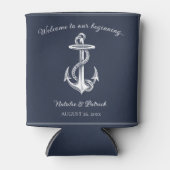 Navy Blue Nautical Anchor Wedding Blikjeskoeler (Voorkant)