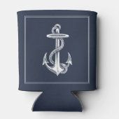 Navy Blue Nautical Anchor Wedding Blikjeskoeler (Achterkant)