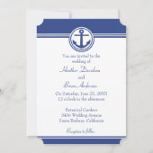 Navy Blue Nautical Anchor Wedding Invitation Kaart (Voorkant)