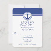 Navy Blue Nautical Anchor Wedding RSVP Kaart (Voorkant)