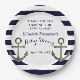 Navy Blue Nautical Anker Baby shower Papieren Bordje