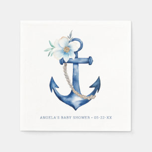 Navy Blue Nautical Anker Baby shower Servet