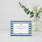 Navy Blue Nautical Baby shower Diaper Raffle Informatiekaartje (Staand voorkant)