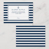 Navy Blue Nautical Baby shower Diaper Raffle Informatiekaartje (Voorkant / Achterkant)