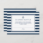Navy Blue Nautical Baby shower Diaper Raffle Informatiekaartje (Voorkant / Achterkant)