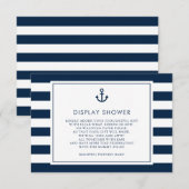 Navy Blue Nautical Baby shower Display Shower Informatiekaartje (Voorkant / Achterkant)