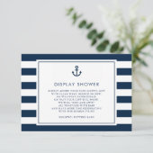 Navy Blue Nautical Baby shower Display Shower Informatiekaartje (Staand voorkant)