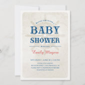 Navy Blue Nautical Baby shower Invitation Kaart (Voorkant)