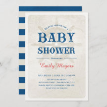 Navy Blue Nautical Baby shower Invitation