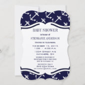 Navy Blue Nautical Baby Shower Kaart (Voorkant)